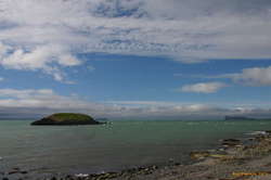 Elínahólmi in front of Drangey and Þórðahöfði from Kolkuós
