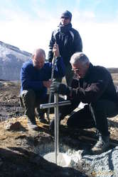 Putting in the cross
