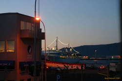 Nicely lit curise ship from my window

