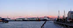 Moonrise over the harbour from the slips
