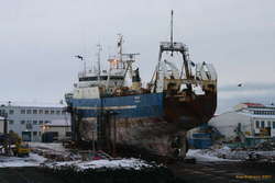 Estonian trawler getting work done in Reykjavik
