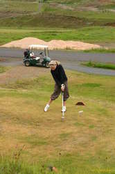 Saga tees off
