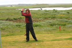 Karl teeing off
