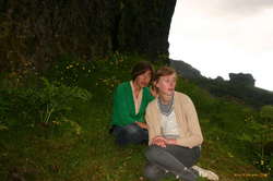 Nicky and Liza sitting on the hillside
