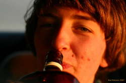 Nicky swigging Whiskey
