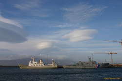 A mothership over each boat, ready to suck it up into the hold
