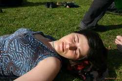 Karine soaks up some sun
