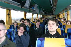 A bus full of people
