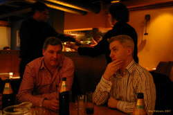Nick and Wayne, contemplating dinner at Austur India Félagið
