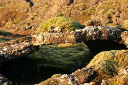 Collapsed lava bubbles
