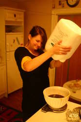 Bella using the last of the malt extract
