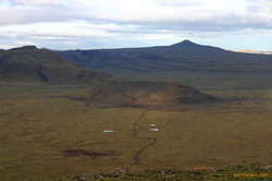 Looking back out the way I came, to Sandfell in front of the road
