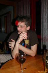 Wolfgang wearing Chelle's bow
