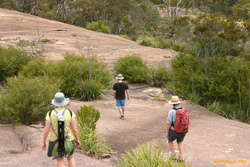 Helen, Matthew and Mum descending West Bald Rock
