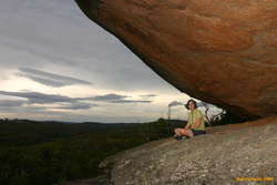 Helen under a big rock

