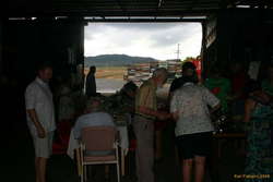 Lunch got moved to the shed after rain
