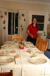 Helen eagerly waiting for christmas dinner
