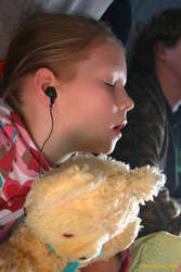 Birta asleep on the plane
