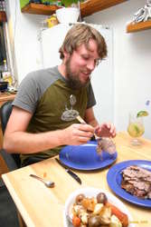 Karl eating lamb!
