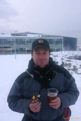 Guido with beer and chocolate
