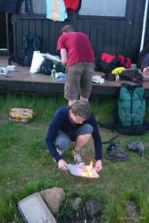 Logi gets things fired up.  Karl just sweats
