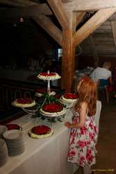 Red hair, red strawberries.
