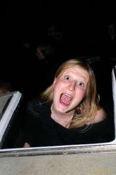 Sara partying on the ferry
