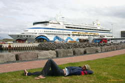 Lee waiting for his ferry
