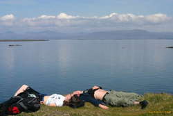 Iveta and Jonas getting some sun
