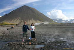 Jonas and Iveta and our hot tub
