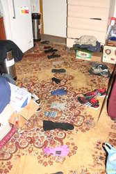 Laying out the gloves
