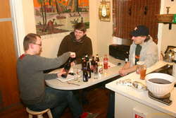 Úlfar, Sturli and Wolfgang, beer tasting and brewing
