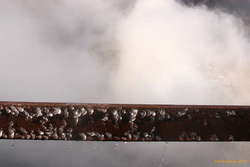 Groovy ice hiding from the steam
