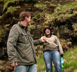Egg and Bel enjoying a laugh
