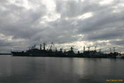 Russian warships lined up
