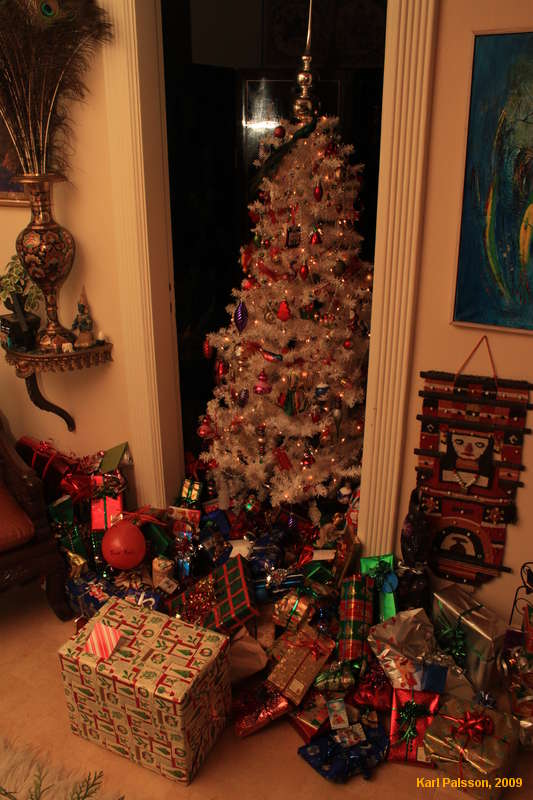 overflowing Christmas tree 
