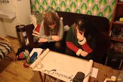 Kata and Begga planning christmas presents
