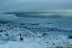 Descending Nátthagaskarð, looking south over Herdísavík
