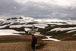 Kata walking down towards Stórihver
