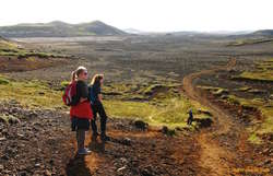 Alda, Kata and Einar near Helgafell
