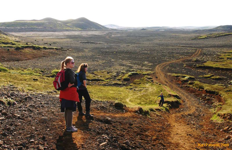 Alda, Kata and Einar near Helgafell
