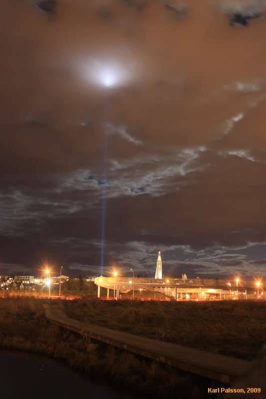 Yoko's light over Reykjavik

