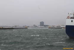 It's meant to be sheltered in the harbour!
