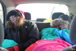 Kata and Ásta having a sleep in.

