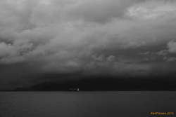 Departing under grey skies