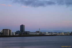 Sunset over town