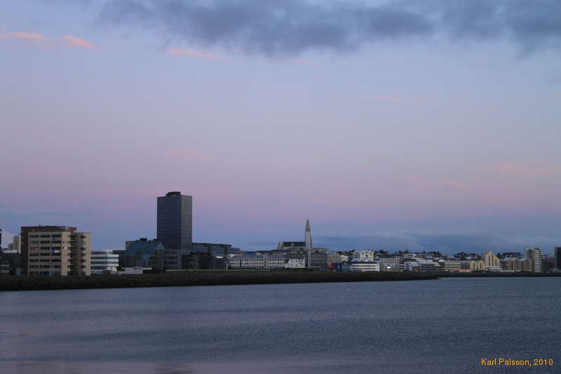Sunset over town