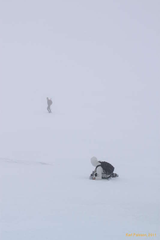 Descending some steep patches