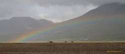 Beneath a rainbow sky